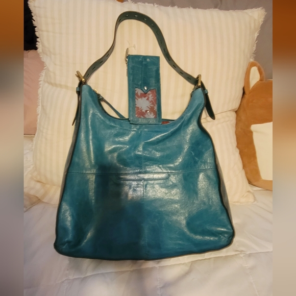 Hobo Leather Bag "Marley" and Matching "Linn" Wallet Bottle Green Color - Picture 2 of 7